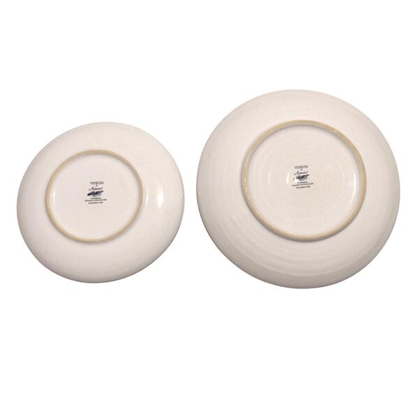 Artimino Venezia Tuscan White Cream Set of 2 Stoneware Pottery Plates Italy - Picture 5 of 12